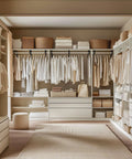 Organized closet with clothes on a rod supported by 10 Pack Heavy Duty Closet Rod Bracket Set With 90 Degree Triangle Support, Matte Black Steel.