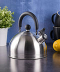 Carterton Stainless Steel Whistling Tea Kettle 1.5 Quart Capacity With Mirror Finish Fast Boil On Stovetop Easy Pour Flip Up Spout Cover