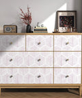 Fresh Dope Geometric Peel And Stick Wallpaper Roll With Killer Matte Stripe Design Waterproof Vinyl Contact Paper Easy To Install Removable Self Adhesive Backing 17 3 X 393 Inches applied to a dresser with drawers.