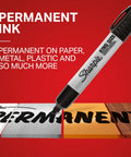 King Size Permanent Marker Set With Mega Bold Extra Wide Chisel Tip Black 12 Count writing on paper, metal, plastic, wood surface