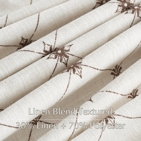 Close-up of natural linen blend fabric with diamond pattern for Farmhouse Diamond Geometric Curtain Panels 96 Inches Long W52 X L96