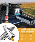 Heavy Duty Drawer Slides 44 Inch With Locking Runners in vehicle storage setup, showing smooth glide and durability