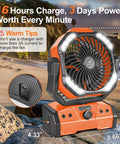 40000mAh Camping Fan With LED Light Remote And Hook Rechargeable Oscillating Tent Fan For Power Outs Travel RV Job Site