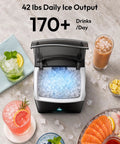 Fresh Freeze Countertop Nugget Ice Maker Yields 42 Lbs Soft Sonic Pebble Ice In Minutes With Smart App Alexa Hookup Self Cleaning Portable Pick For Home Office And Backyard Hangouts, countertop ice maker with blue pebble ice.