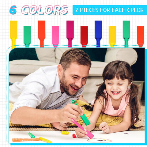 Father and daughter using Colorful Magnetic Wands Set For Classroom Learning Hands On 12 Piece Rainbow 8 Inch Wands