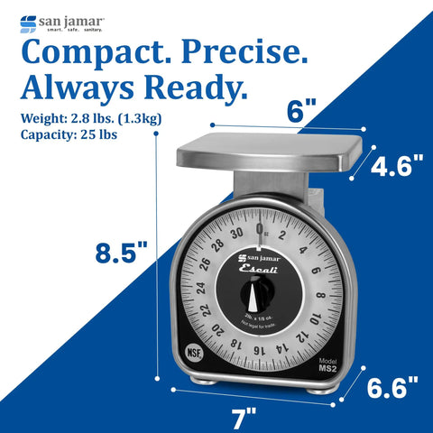Mechanical Dial Scale For Kitchen And Restaurant 2 Pound Capacity Battery Free Accuracy Large Easy Read Dial