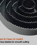 Axelord 19-piece hole saw set; close-up of stacked black metal hole saw blades with sharp teeth.