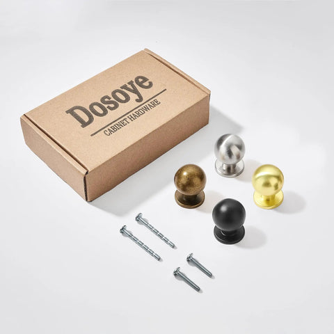 10 Pack 1 Inch Vintage Antique Brass Ball Knob Set For Cabinets And Drawers, Round Solid Cabinet Knobs, hardware and screws