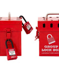 Mini Lockout Tagout Box for Group Lockout OSHA Compliant Safe Key Storage Red Four Point Five by Ten by Ten Inch Portable Lockout Box