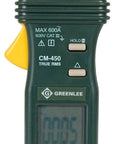 CM 450 AC Clamp On Meter True RMS For Accurate Readouts Handy Digital Clamp Meter For Pros And DIY Auto Ranging Wide Range Durable Build Real World Ready Electrical Troubleshooting Tool front view