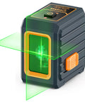 100 Foot Green Line Laser Level With Magnetic Bracket Self Leveling And Pulse Modes For Picture Hanging Home Renovation DIY And Tile Projects For Cabinets Walls And Floor Tile Installations showing its green laser and sturdy design.