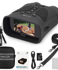10x25 Digital Night Vision Monocular With Built In 4K HD Video Camera Black All In One Handy Dope Night Vision Scope For Night Hunting Wildlife Observation And Surveillance with accessories including bag, tripod, and memory card.