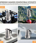 Two Cup 100ml Stainless Steel Moka Pot Espresso Coffee Maker For Stovetop Brewing With Italian Classic Greca Style Mocha Machine