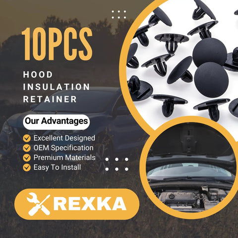 10 Pack Hood Insulation Retainer Clips For Toyota And Lexus 90467-09050 90467-A0003 Fits Scion iM Front Seal Clip Black Nylon