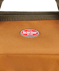 Close-up of a zipper and label on a tool bag, resembling the Longboy Tool Bag With 16 Pockets, Heavy Duty 24 By 10 By 10 Inch Black Work Organizer.