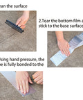 Application of Aluminum Foil Butyl Tape Waterproof Silver Tape for Roof Leak Repair, showing cleaning, peeling, and sealing steps.