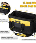 16-inch tool bag with padded handles and multiple pockets for 467 Piece Household Tool Set For Home And Garage Ready Projects.