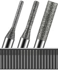 Diamond drill bit set, 20 pcs, 1/8 in shank, 150-grit coating; sizes 1mm/2mm/3mm for glass, stone, metal