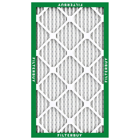 14x25x1 MERV 8 Pleated Air Filter For HVAC Systems shown in packaging, electrostatic replacement for furnace and AC, made in USA