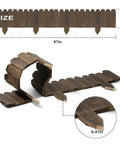 Garden Edging Kit With Rustic Picket Panels For Flower Beds And Landscape Borders Charred Wood Construction 5.9" High 47" Long