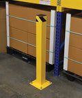 Prime Grade Built Like A Tank Steel Square Safety Bollard With Impact Resistant Cap 42 Inch Bright Yellow Industrial Garage Guard Post For Commercial Spaces in warehouse
