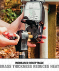 Portable RV Surge Protector 50 Amp For Pop Up Campers And Travel Trailers, detects faulty park power, brass receptacles