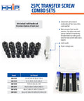 25 Piece Hole Transfer Screw Set For Quick No Brainer Accurate Hole Mapping With M6 X 1, M8 X 1.25, M10 X 1.5, M12 X 1.75