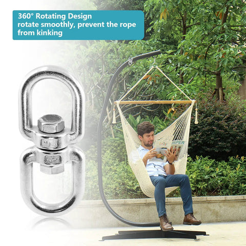 Heavy Duty M8 304 Stainless Steel Double Ended Swing Swivel Eye Hook For Rigging And Marine Applications, Corrosion Resistant, Built To Last, Beefy Load Bearing Capacity, 360° swivel hook for hammock hanging