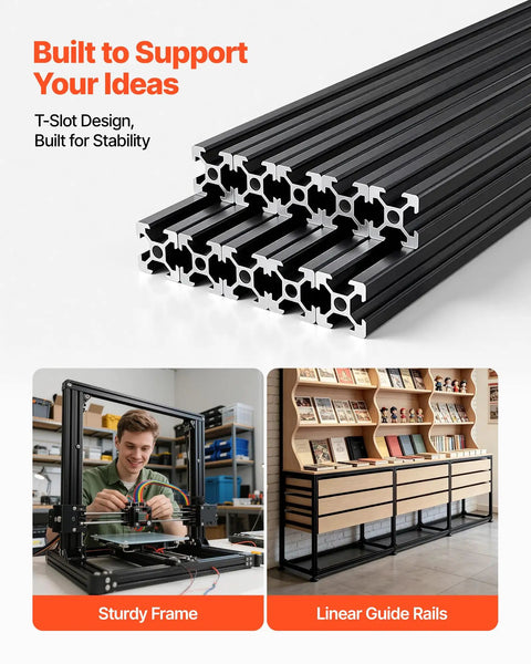 Beefy 10 Pack 23.62 Inch Aluminum Extrusion Profile With T Slot European Standard Anodized Linear Rail for 3D printer frame