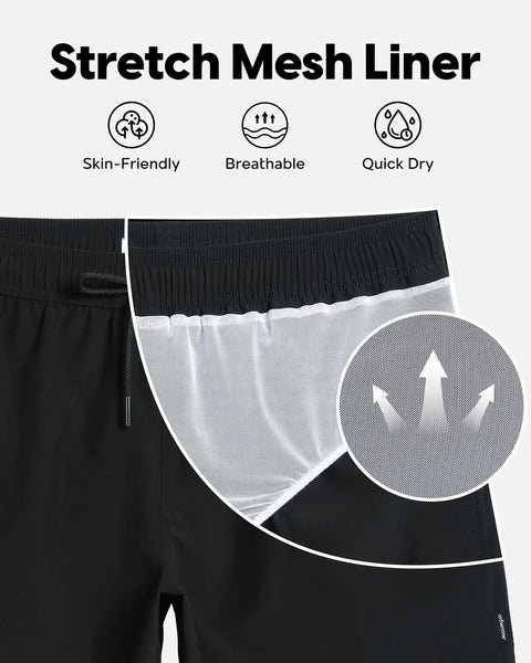 Mens Quick Dry Swim Trunks 5 Inch Board Shorts With Mesh Lining And Zip Pockets Black Medium Dope Fit For Beach Or Pool