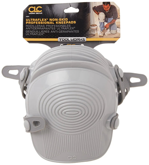 Ultraflex Non Skid Kneepads With Durable Plastic Shell Grey High Density Foam Inner Pad For All Day Comfort Packaging Front