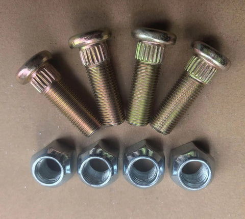 4 Pack Half Inch 20 Thread Press-In Wheel Studs With Lug Nuts Replacement For Hydro Gear 44431 Fits Axle Hub 71405 71446 72073 1.54 Inch