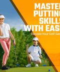 Kids using Junior Golf Putter With Extendable Shaft For Right Or Left Hand, mini golf set in action on grass course