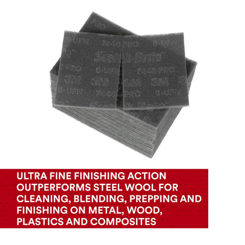 Stack of Ultra Fine Pro Grade Hand Sanding Pads 6 X 9 Inch for metal prep, rust removal, finishing, replacing steel wool