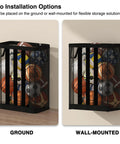 Ball Storage Organizer Basket For Garage, Gym, Or Playroom, Wall Mounted Or Freestanding Holder shown in ground and wall-mounted options.