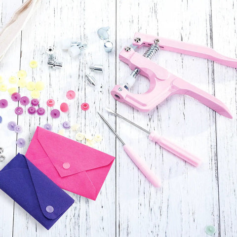 All In One Plastic Snap Fastener Kit With Pliers Set Includes 270 Sets Resin And Metal Snaps For Sewing And Crafting Pink