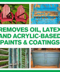 Advanced Paint Stripper For Acrylic, Latex, Oil And Water Based Coatings, Non Caustic Formula demonstration on various surfaces