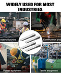 12 Pcs Flange Wedge Set In Stainless Steel One Half By Three Quarters By Four Inches Beveled Right Angle Wedges For Precision Positioning Corrosion Resistant Spreading Flanges Triangle Tool Welding Wedge Metal Shims For Lathe Machine Equipment shown in various industrial settings including factories and construction.