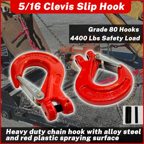 2 Pack G80 Clevis Slip Hooks 5 16 Inch Heavy Duty Chain Hooks Forged Tow Trailer Safety Hooks With 4400 Lbs Working Load