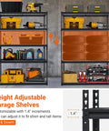 Legit Tough Steel Shelving Rack Five Tier Industrial Garage Storage Unit For Tools And Seasonal Gear 48 By 24 By 72 Inches with adjustable shelves.