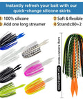 Slick Silicone Jig Skirts For Spinnerbaits And Buzzbaits With Shimmering Flakes 12 Color Bass Fishing Lure Replacement Strands.