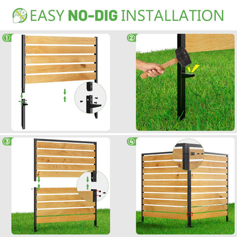 Easy no-dig installation steps for Three Panel No Dig Wood Privacy Fence Screen For Outdoor Use 42 Inch High By 40 Inch Wide