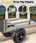 Heavy Duty 8 Inch Gate Wheel For Rolling Gates And Sliding Gate Rollers, shown installed on metal driveway gate, supports 660 lbs.