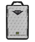 Front view of RFID Blocking Secure Badge Holder Duolite 2 Card ID Holder Polycarbonate Beefy Heavy Duty Hard Plastic USA Molded