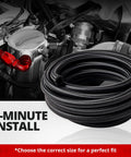 Coiled 6AN Braided Fuel Line Hose 20Ft Black With CPE Inner Layer And Nylon Sheath in a car engine setup