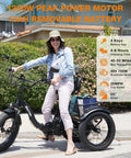 Person riding Fat Tire Electric Tricycle For Adults Foldable Three Wheel E Trike With Removable Battery And Large Basket 750W Motor
