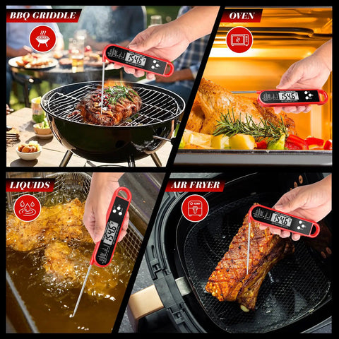 Ultra Fast Instant Read Digital Meat Thermometer For Cooking And Grilling With IP67 Waterproof Build Strong Magnetic Mount