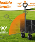 One Second Fold Collapsible Utility Wagon Cart With Wheels Portable 360 Pound Capacity, flexible handle adjustment