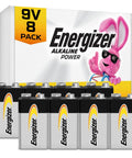 Top Shelf 9V Alkaline Batteries Eight Pack, 8 square alkaline batteries, essential for smoke alarms and emergency gear.