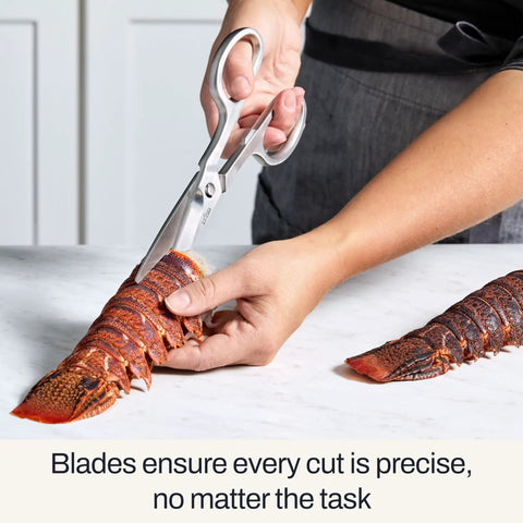 Heavy Duty Kitchen Shears 8 Inch German Stainless Steel Poultry Scissors cutting lobster tail in kitchen